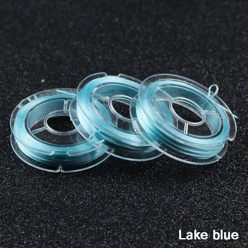 WLYeeS 1Pcs 10M Colorful Stretch Crystal Flat Elastic Line 0.8mm DIY Thread Cord String fit Bracelet Necklace Jewelry Making Lake Blue