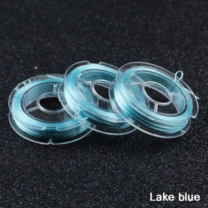 WLYeeS 1Pcs 10M Colorful Stretch Crystal Flat Elastic Line 0.8mm DIY Thread Cord String fit Bracelet Necklace Jewelry Making Lake Blue