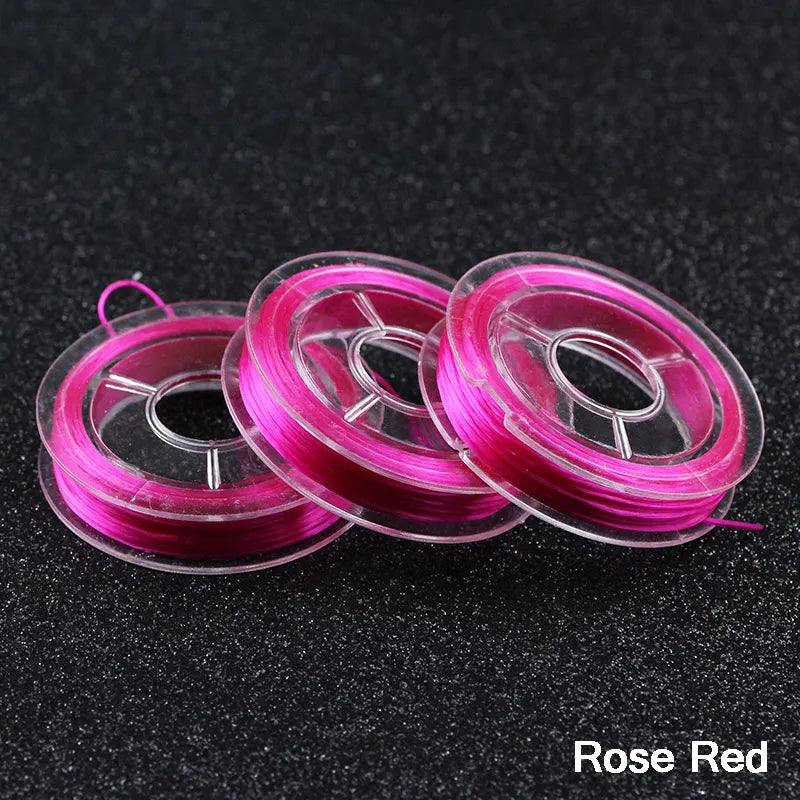 WLYeeS 1Pcs 10M Colorful Stretch Crystal Flat Elastic Line 0.8mm DIY Thread Cord String fit Bracelet Necklace Jewelry Making Rose Red