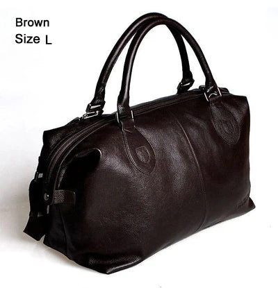 Fashion Genuine Leather Travel Bag Men's Luggage Bags Large Male Duffle Bag weekend Women Shoulder Bag Big Tote Handbag Black brown size L