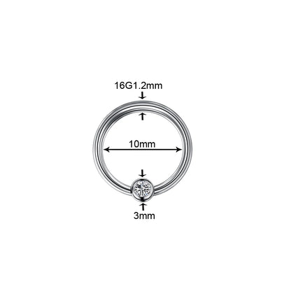 1Pc Titanium Nose Piercing Earrings Anodized Captive Bead Rings 16G Septum Hoop Ring Helix Daith Cartilage Tragus Earrings Gem 16g 1.2x10x3mm