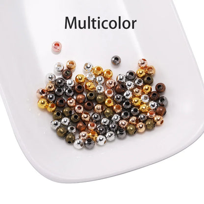 30-500pcs/lot 2-10mm Gold Color Round Spacer Bead Ball End Metal Seed Beads For Bracelet Necklace DIY Jewelry Making Accessories Multicolor