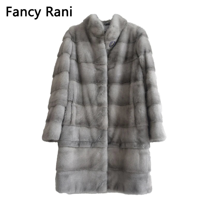 Fancy Rani Real Mink Fur Coat Natural Women Winter Long Leather Jacket Luxury Female Clothes  2023 Mink Fur Coat Women Promotion Badiee Stylez
