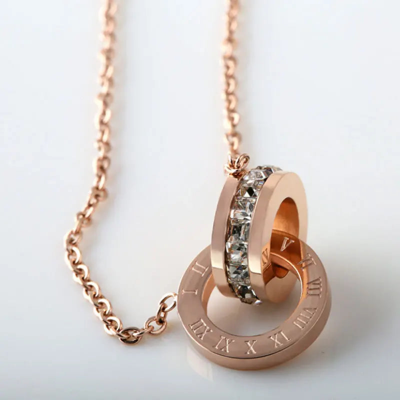 Fashion Top Brand Woman Jewelry Color Roman Numerals Pendant Necklace 316 L Stainless Steel Jewelry Badiee Stylez