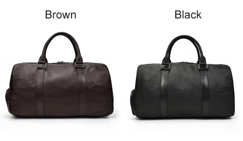 Luxury Genuine Leather Men Women Travel Bag Cow Leather Carry On Luggage Bag Travel Shoulder Bag Male Female Weekend Duffle Bag