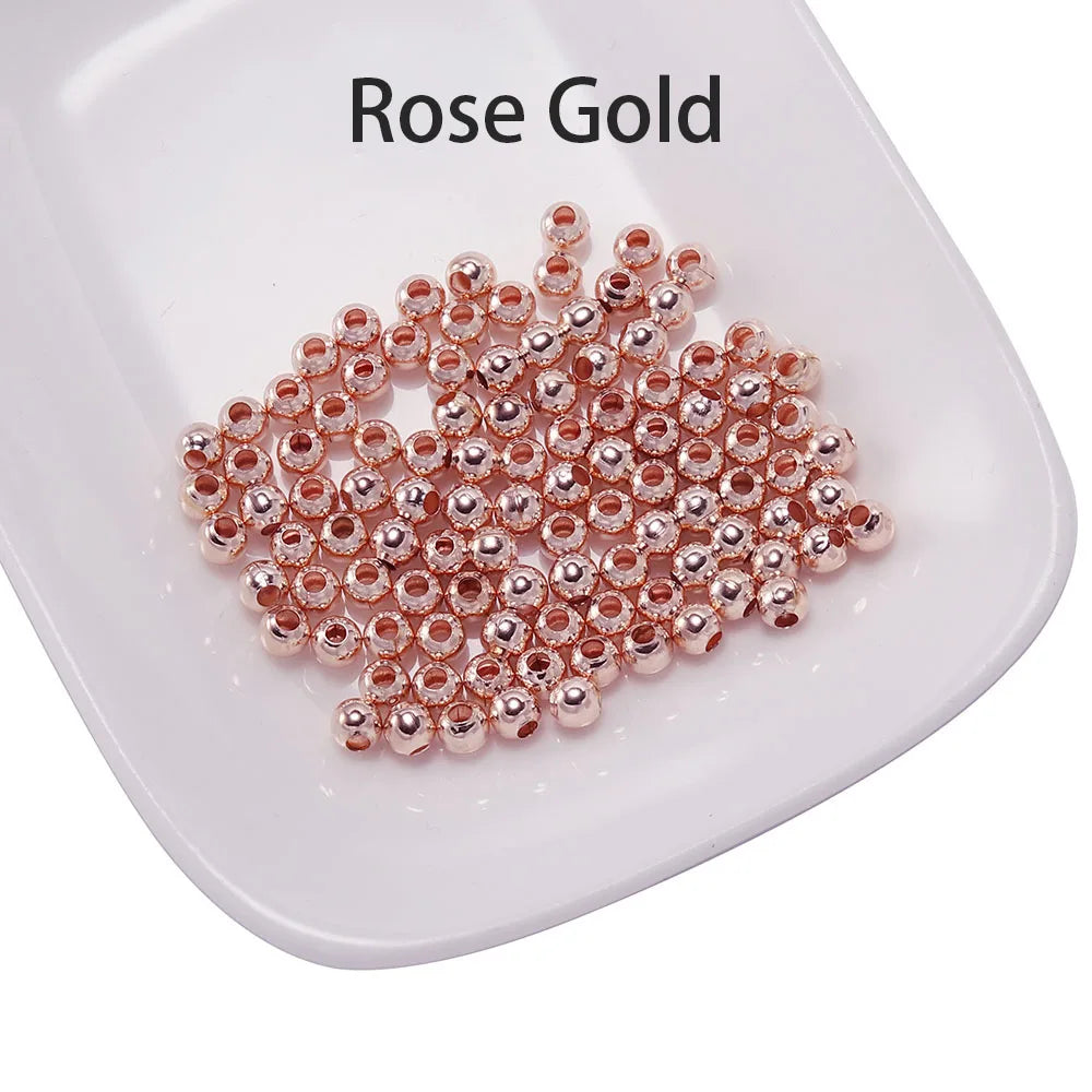30-500pcs/lot 2-10mm Gold Color Round Spacer Bead Ball End Metal Seed Beads For Bracelet Necklace DIY Jewelry Making Accessories