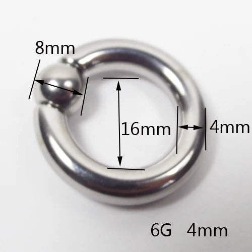 SaYao 2 Pieces Big Stainless Steel Captive Hoop Rings BCR Eyebrow Tragus Ear Piercing Nose Closure Nipple PA Ring Body Jewelry 4mmx15x8mm 6G