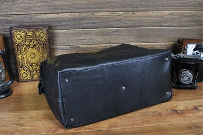 Fashion Genuine Leather Travel Bag Men's Luggage Bags Large Male Duffle Bag weekend Women Shoulder Bag Big Tote Handbag Black