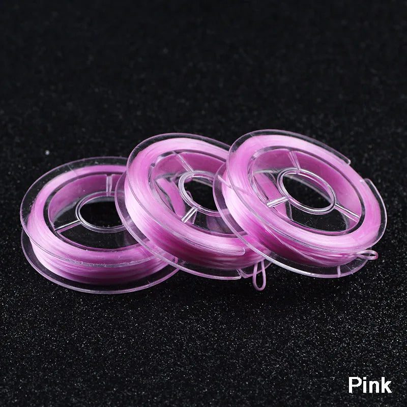 WLYeeS 1Pcs 10M Colorful Stretch Crystal Flat Elastic Line 0.8mm DIY Thread Cord String fit Bracelet Necklace Jewelry Making Pink