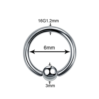 1Pc Titanium Nose Piercing Earrings Anodized Captive Bead Rings 16G Septum Hoop Ring Helix Daith Cartilage Tragus Earrings Ball 16g 1.2x6x3mm