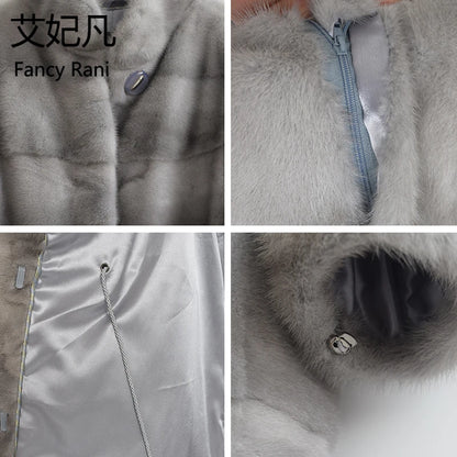 Fancy Rani Real Mink Fur Coat Natural Women Winter Long Leather Jacket Luxury Female Clothes  2023 Mink Fur Coat Women Promotion Badiee Stylez