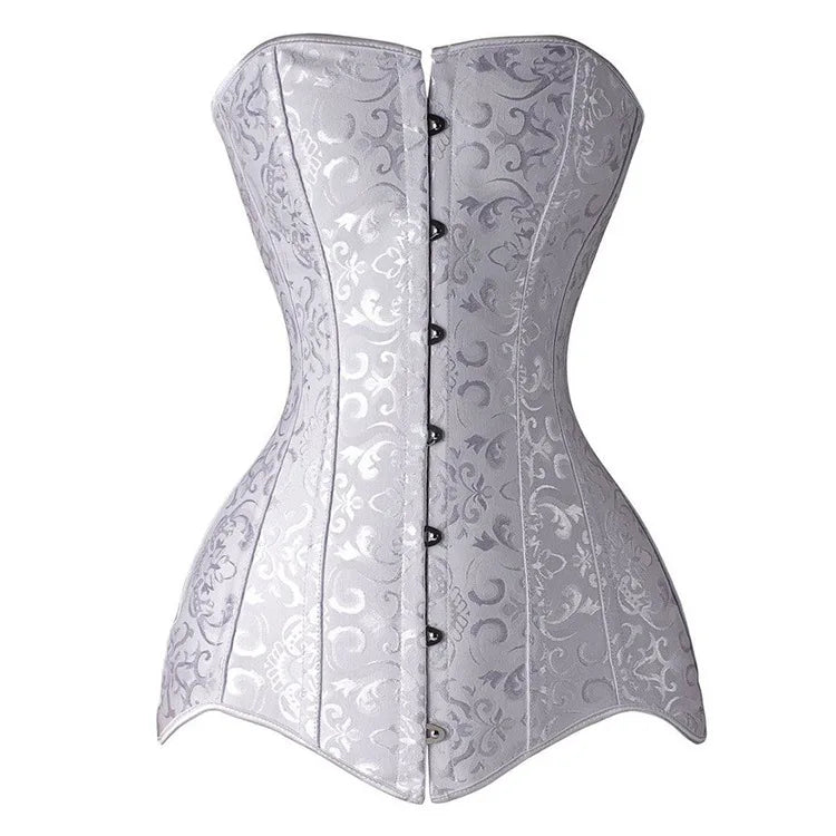 White Long Corset Women Steampunk Corset Waist Trainer Punk Goth Korsett Bodice Lingerie Modeling Strap Steel Boned Belt Corsets