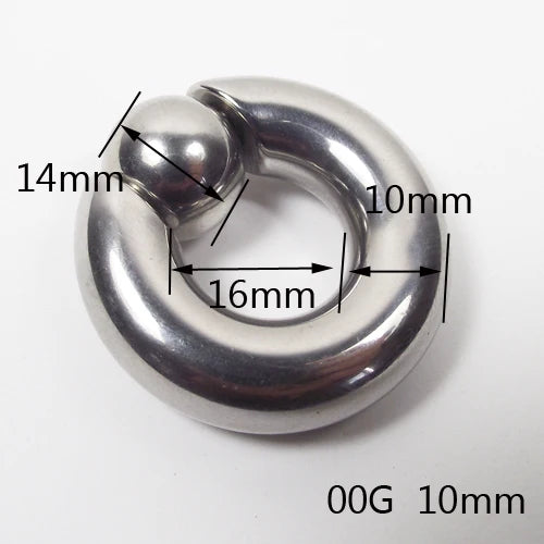 SaYao 2 Pieces Big Stainless Steel Captive Hoop Rings BCR Eyebrow Tragus Ear Piercing Nose Closure Nipple PA Ring Body Jewelry 10mmx16x14mm 00G