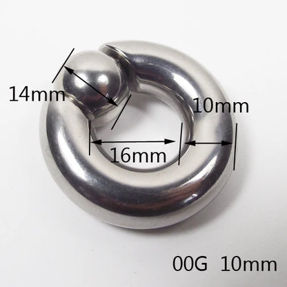 SaYao 2 Pieces Big Stainless Steel Captive Hoop Rings BCR Eyebrow Tragus Ear Piercing Nose Closure Nipple PA Ring Body Jewelry 10mmx16x14mm 00G
