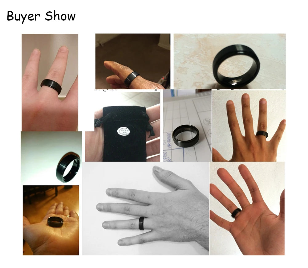 Tigrade 6/8mm Tungsten Carbide Ring Men Black Brushed Fashion Male Wedding Rings Vintage Engagement Band for Couple Unisex Band