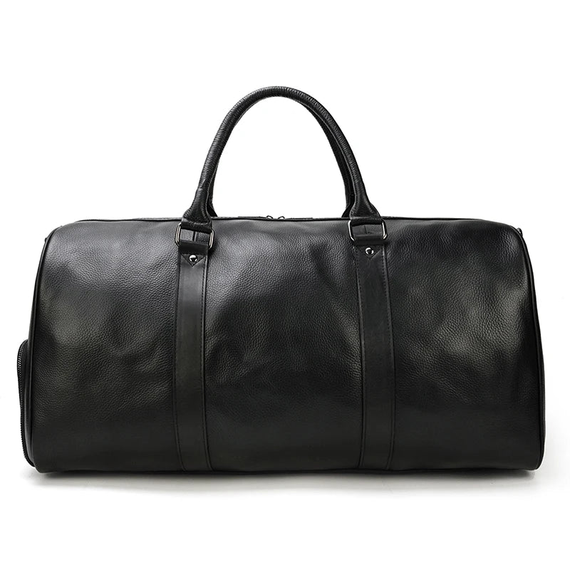 Luxury Genuine Leather Men Women Travel Bag Cow Leather Carry On Luggage Bag Travel Shoulder Bag Male Female Weekend Duffle Bag
