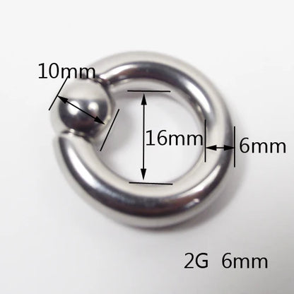 SaYao 2 Pieces Big Stainless Steel Captive Hoop Rings BCR Eyebrow Tragus Ear Piercing Nose Closure Nipple PA Ring Body Jewelry 6mmx16x10mm 2G