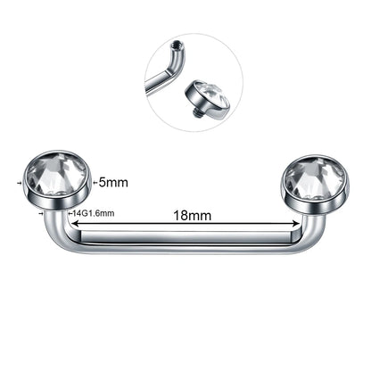 1Pc G23 Titanium Micro Dermal Piercing Crystal Dermal Anchor Piercing Top Internal &External Skin Diver Surface Piercing Jewelry D 1.6X18X5X5mm