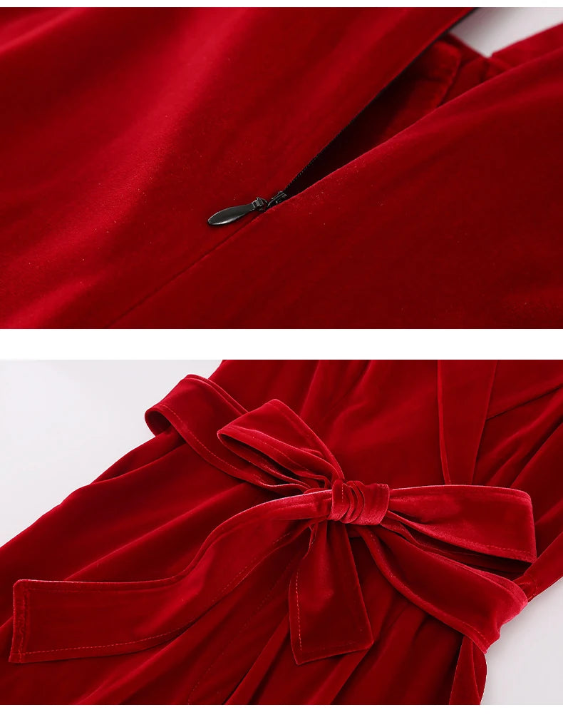 Nerazzurri Spring Autumn Long Soft Flowy Red Velvet Jumpsuit Women with Sleeves Sashes Maxi Black Wide Leg Floor Length Clothes Badiee Stylez