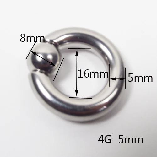 SaYao 2 Pieces Big Stainless Steel Captive Hoop Rings BCR Eyebrow Tragus Ear Piercing Nose Closure Nipple PA Ring Body Jewelry 5mmx16x8mm 4G