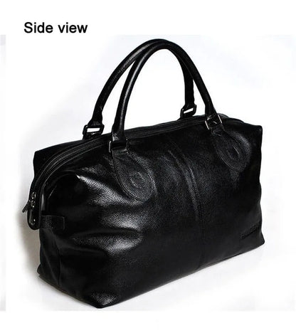 Fashion Genuine Leather Travel Bag Men's Luggage Bags Large Male Duffle Bag weekend Women Shoulder Bag Big Tote Handbag Black