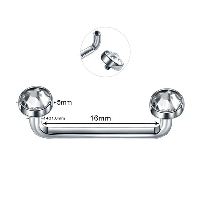 1Pc G23 Titanium Micro Dermal Piercing Crystal Dermal Anchor Piercing Top Internal &External Skin Diver Surface Piercing Jewelry D 1.6X16X5X5mm