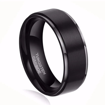 Tigrade 6/8mm Tungsten Carbide Ring Men Black Brushed Fashion Male Wedding Rings Vintage Engagement Band for Couple Unisex Band