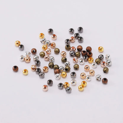 30-500pcs/lot 2-10mm Gold Color Round Spacer Bead Ball End Metal Seed Beads For Bracelet Necklace DIY Jewelry Making Accessories