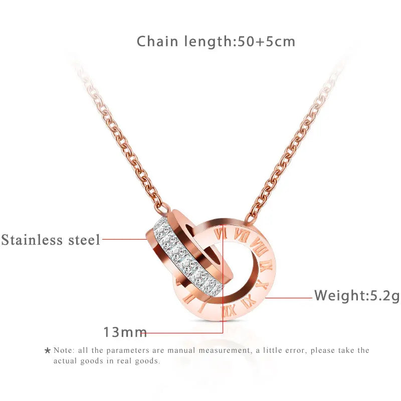 Fashion Top Brand Woman Jewelry Color Roman Numerals Pendant Necklace 316 L Stainless Steel Jewelry Badiee Stylez