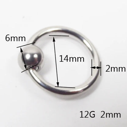 SaYao 2 Pieces Big Stainless Steel Captive Hoop Rings BCR Eyebrow Tragus Ear Piercing Nose Closure Nipple PA Ring Body Jewelry 2mmx14x6mm 12G