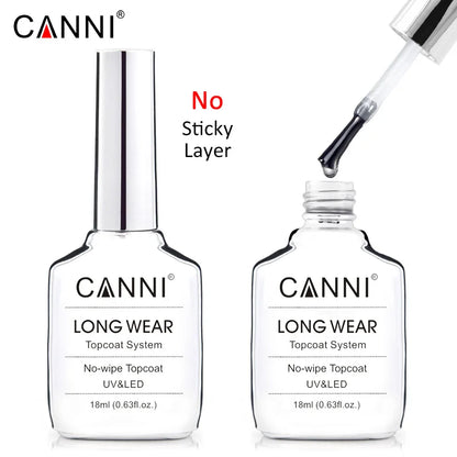 CANNI New 18ml Long Wear No-wipe Bright Topcoat Peeloff Base coat 5g Crystal Magnetic Cat Eye Gel Sparkling Glitter Varnishe
