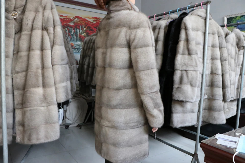 Fancy Rani Real Mink Fur Coat Natural Women Winter Long Leather Jacket Luxury Female Clothes  2023 Mink Fur Coat Women Promotion Badiee Stylez