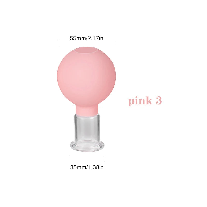 Face Massager Vacuum Cupping Cups Rubber Head Glass Cup Face Skin Care Anti Wrinkle Face Cupping for Beauty Face Care Tool Pink-03