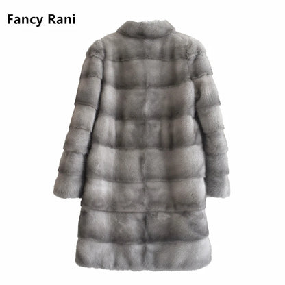 Fancy Rani Real Mink Fur Coat Natural Women Winter Long Leather Jacket Luxury Female Clothes  2023 Mink Fur Coat Women Promotion Badiee Stylez