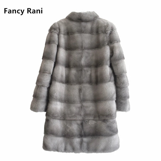 Fancy Rani Real Mink Fur Coat Natural Women Winter Long Leather Jacket Luxury Female Clothes  2023 Mink Fur Coat Women Promotion Badiee Stylez