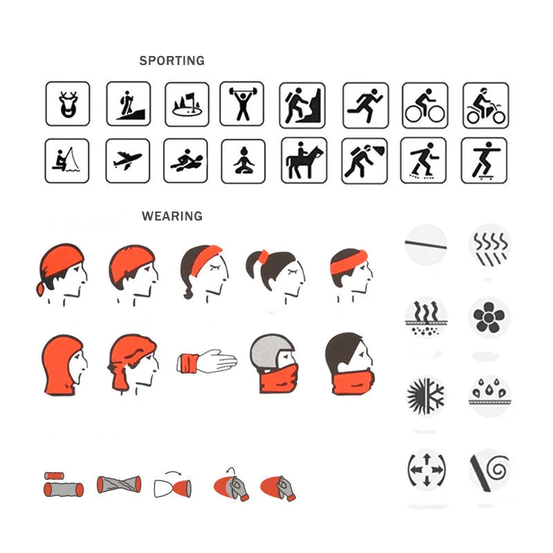 Women and men Fashionable digital print outdoor cycling neck gaiter and mask multi-functional magic headband and magic scarf