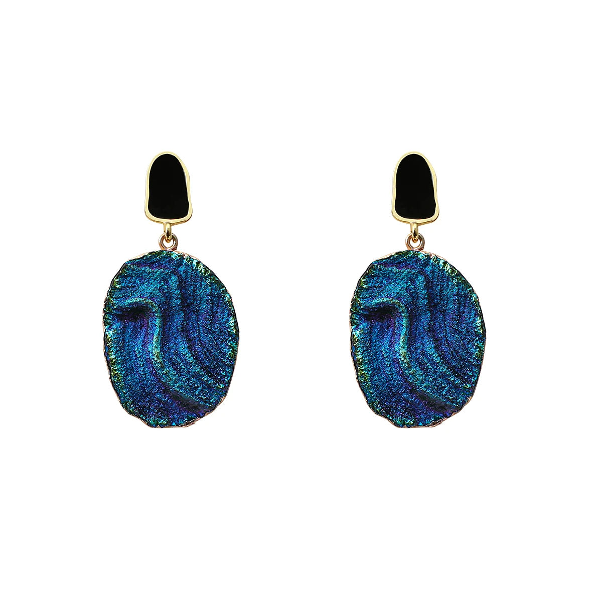 AENSOA Vintage Abstract Simulated Natural Stone Dangle Earrings for Women Van Gogh Painting Star Geometric Volcanic Rock Earring