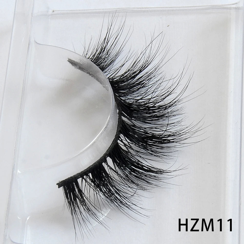 Dropshipping 15-18mm 3D Resuable Dramatic Wispy Mink Fake Eyelashes Makeup Strip False Lashes With Free Eyelash Packaging Boxes HZM11 MIX