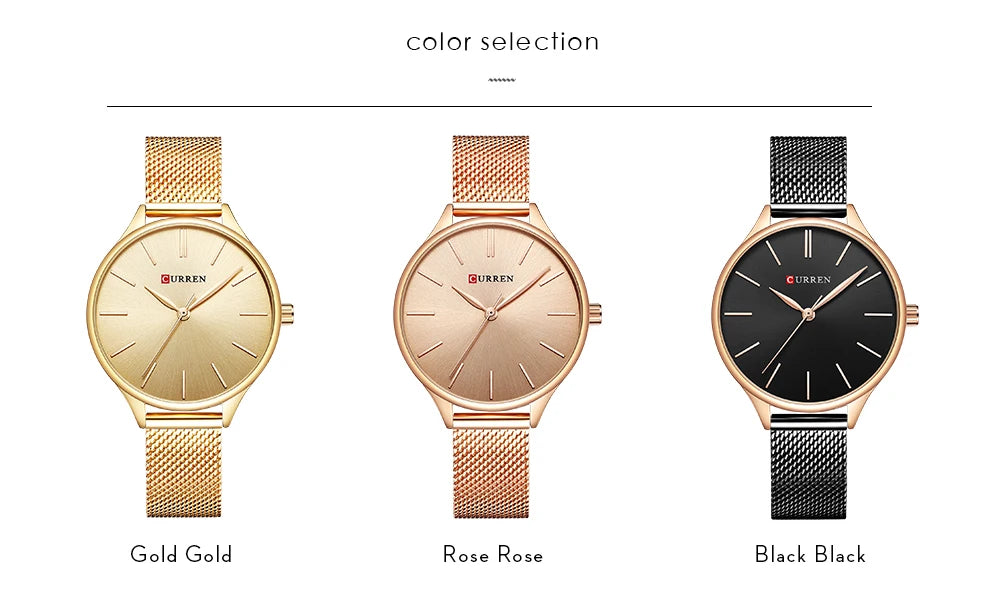 CURREN Original Women's Luxury Watch Matte Dial Japanese Quartz Movement Stainless Steel Mesh Strap with Box