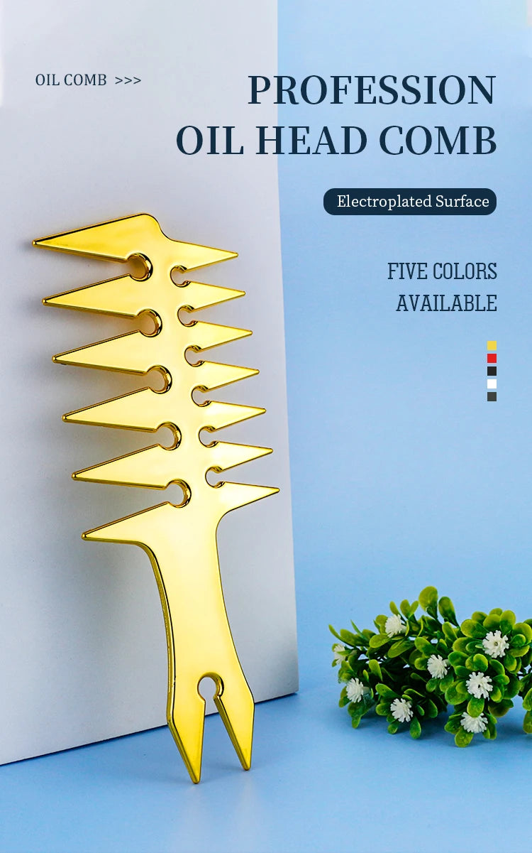 Men Oil Head Comb Hairdresser Haircut Wide Tooth Fork Comb Two-side Tooth Design Detangling Comb Salon Barber Hairdressing Tools