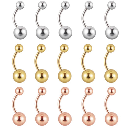 1Piece Surgical Steel Anodized Belly Button Rings Matte Balls Navel Studs Banana  Curved Barbell Body Piercing Jewelry 14g Badiee Stylez