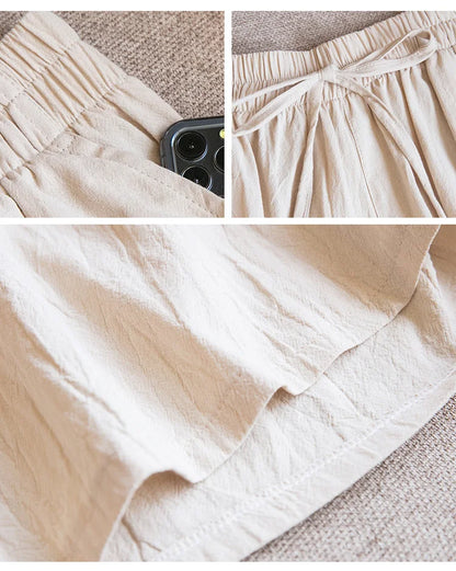 2024 Women Cotton Shorts,Summer Casual Solid Two Pockets shorts high waist loose shorts for girls Soft Cool female shorts