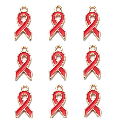 10pcs/lot Breast Cancer Awareness Ribbon Pendant Pink Ribbon Charm Pendants DIY Accessories for Women Jewelry Necklace Bracelet Gold red