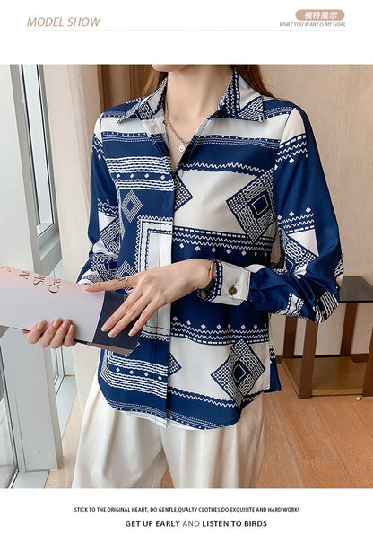 Fashion ladies shirts New elegant Women Blouses Long Sleeve Button-Down Tops blusa mujer