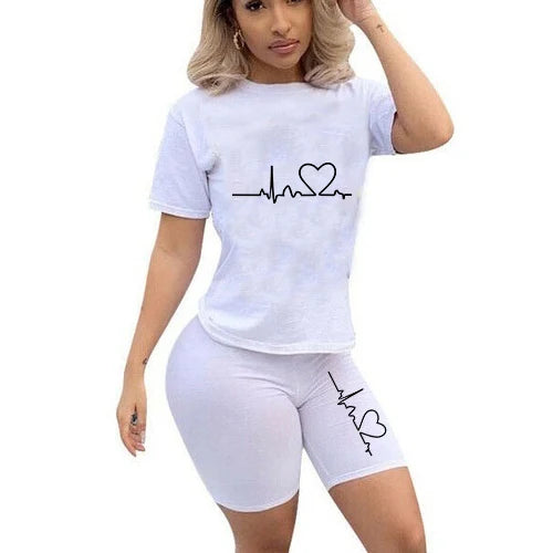Summer Women Two Piece Set Sportswear T-Shirts and Shorts Ladies Casual O-Neck Pullover Short Sleeve T-Shirt Casual Tracksuit