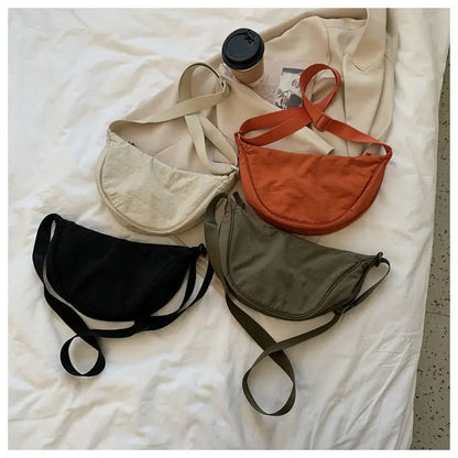 Simple Design Women's Messenger Bag Fashion Ladies Nylon Hobos Small Shoulder Bags Vintage Female Girls Purse Cloth Handbags