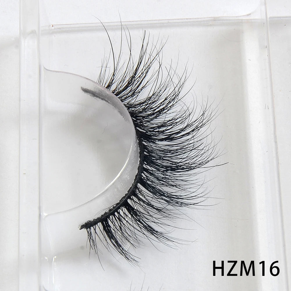 Dropshipping 15-18mm 3D Resuable Dramatic Wispy Mink Fake Eyelashes Makeup Strip False Lashes With Free Eyelash Packaging Boxes HZM16 MIX