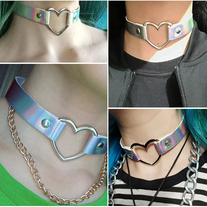 Sexy Trendy Vintage Charm Round Gothic Collar Necklaces Jewelry Gift Gothic Leather Heart Harajuku Women Punk Choker Necklace