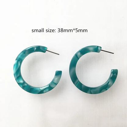 UJBOX 32 Styles Top Quality Acetate Hoop Earrings For Women Leopard Colored Pink Green Yellow Red Blue Acetic Acid Earrings Small size 2
