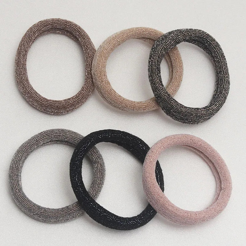 6PCS Women Glitter Hair Scrunchies Girls Elastic Hair Rubber Bands Hair Holder/Gum Hair Accessories Ponytail Hair Holders Badiee Stylez